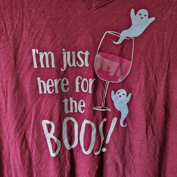 Celebrate Together 'I'm Just Here For The Boos' Maroon Tee T-Shirt Women's Large - Picture 4 of 5
